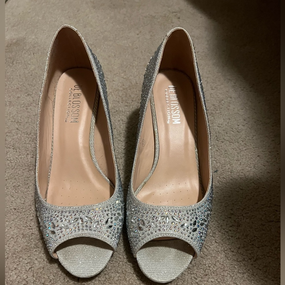 De Blossom collection silver gemed high heels